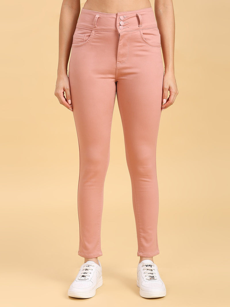 Peach Skinny Fit Jeans With Insert Pockets