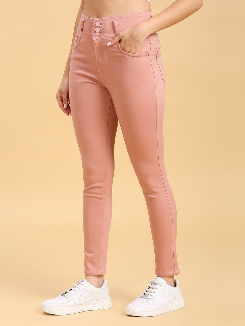 Peach Skinny Fit Jeans With Insert Pockets