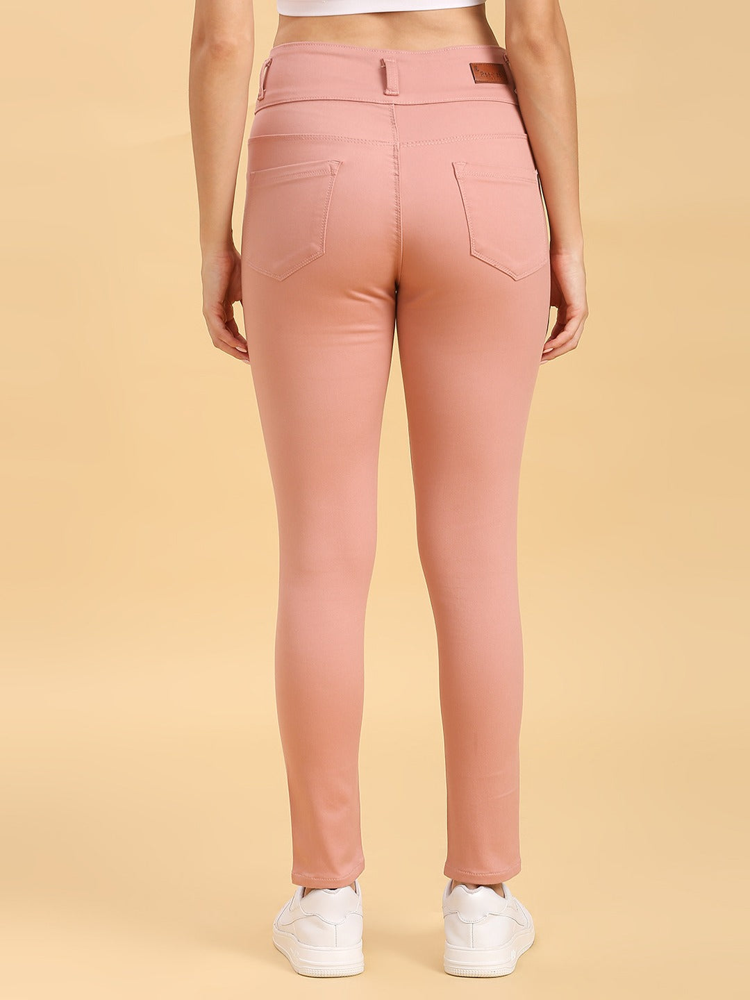 Peach Skinny Fit Jeans With Insert Pockets
