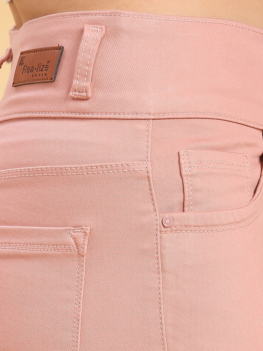 Peach Skinny Fit Jeans With Insert Pockets