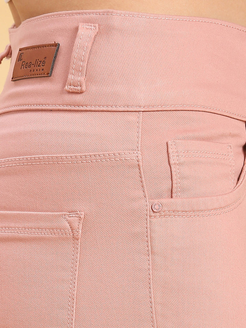 Peach Skinny Fit Jeans With Insert Pockets