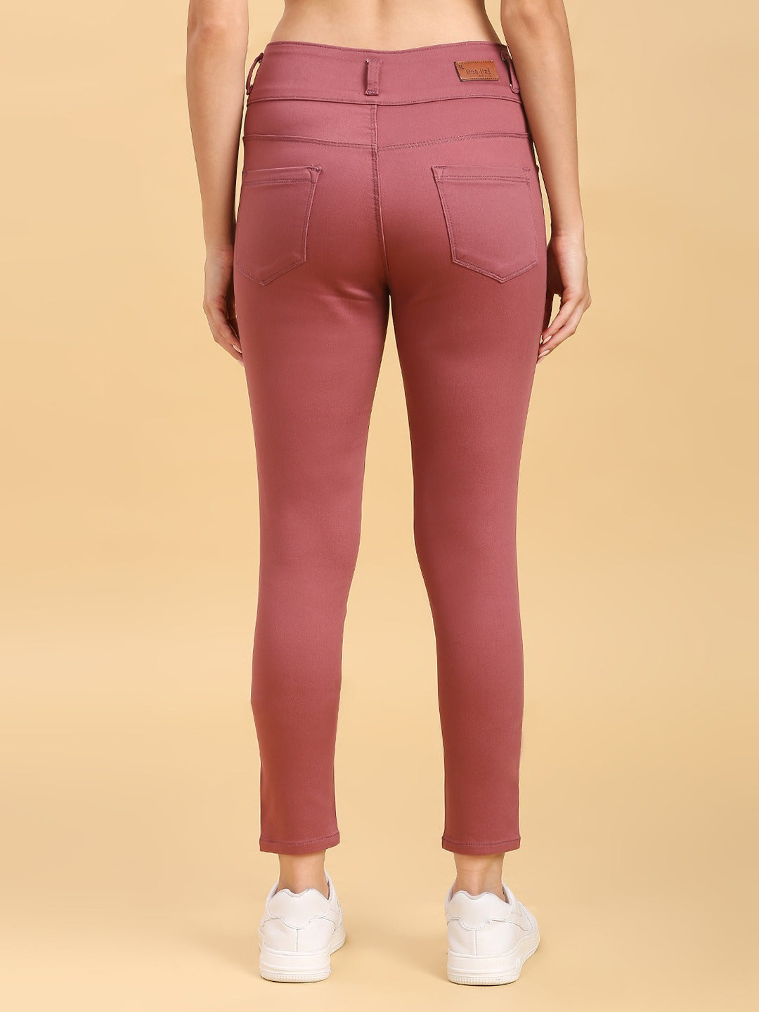 Wine Skinny Fit Jeans With Insert Pockets