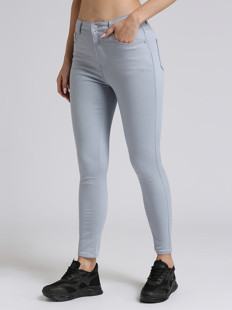 Gray Skinny Fit Jeans With Insert Pockets