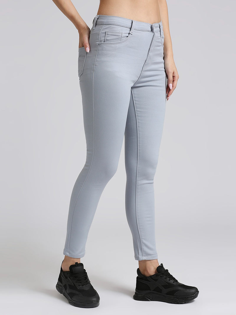 Gray Skinny Fit Jeans With Insert Pockets