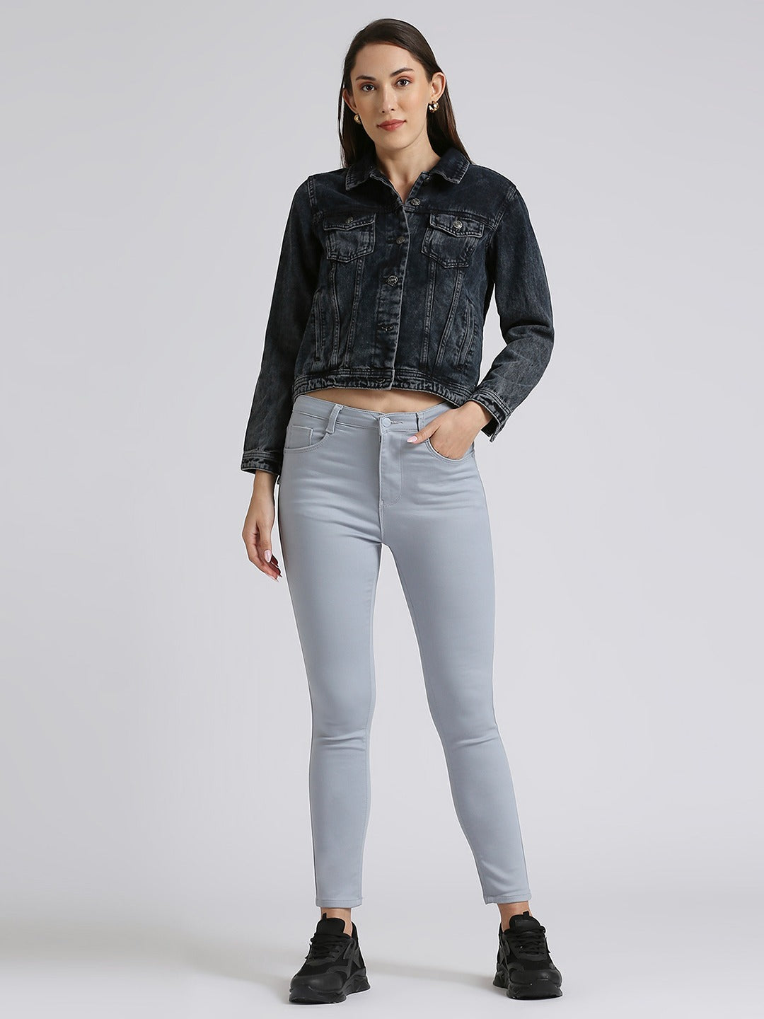 Gray Skinny Fit Jeans With Insert Pockets