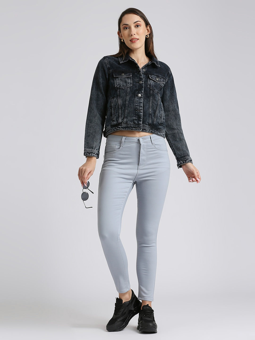 Gray Skinny Fit Jeans With Insert Pockets
