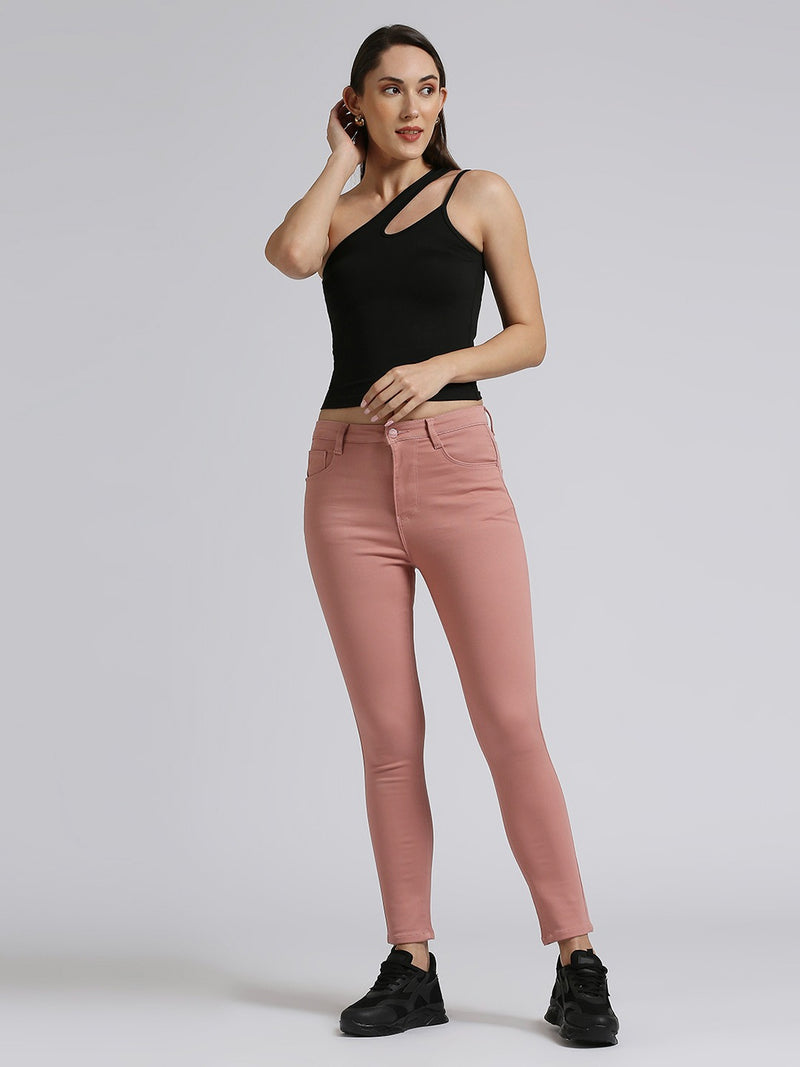 Peach Skinny Fit Jeans With Insert Pockets