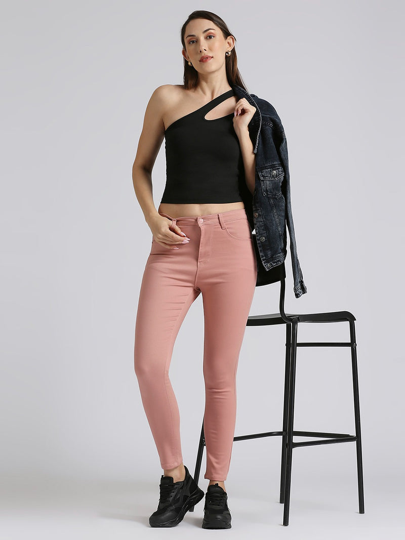 Peach Skinny Fit Jeans With Insert Pockets