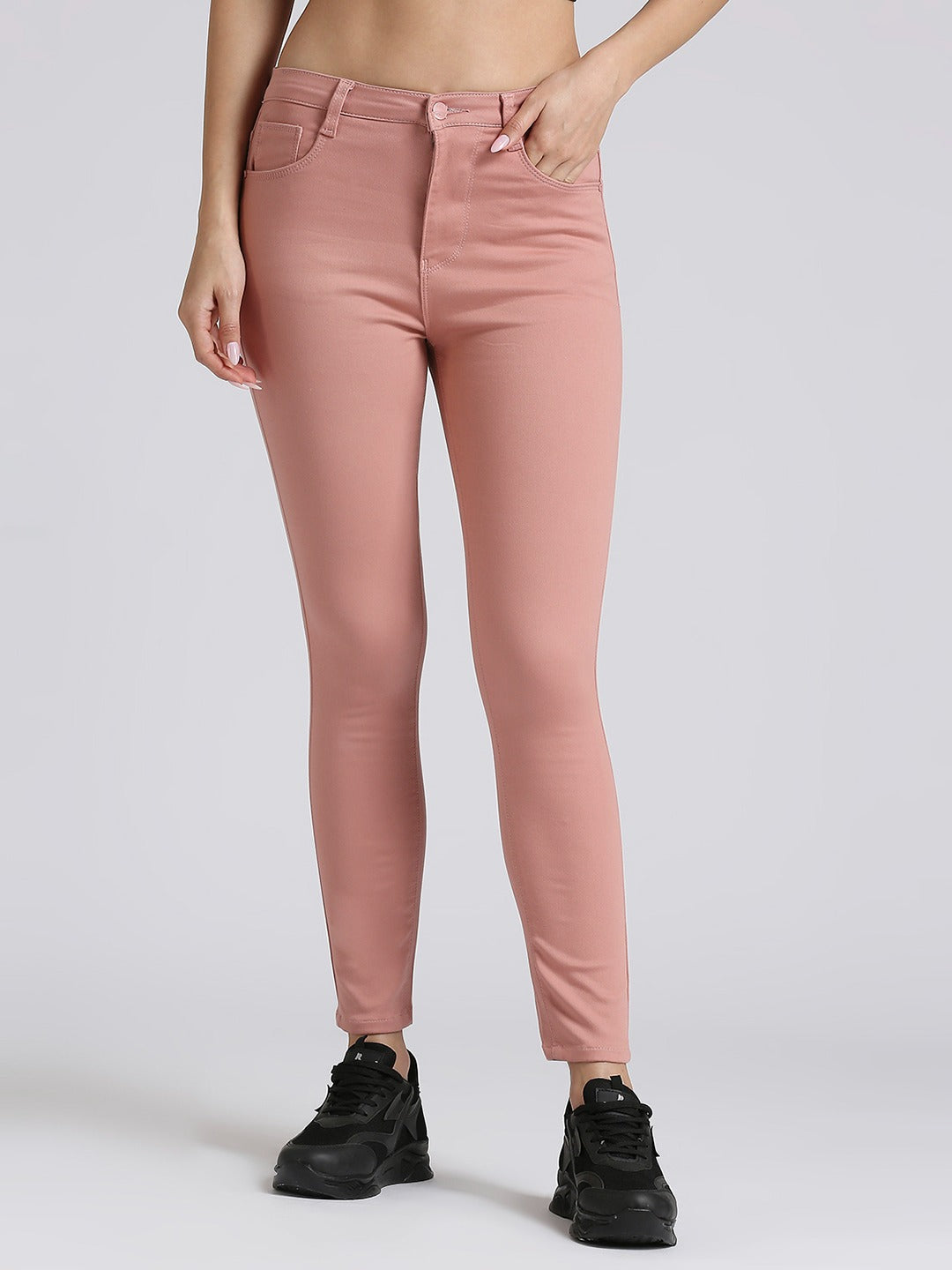 Peach Skinny Fit Jeans With Insert Pockets