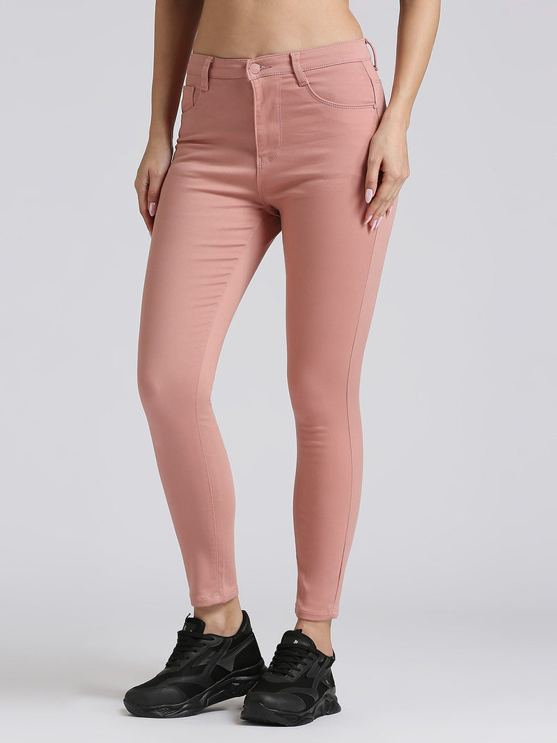 Peach Skinny Fit Jeans With Insert Pockets