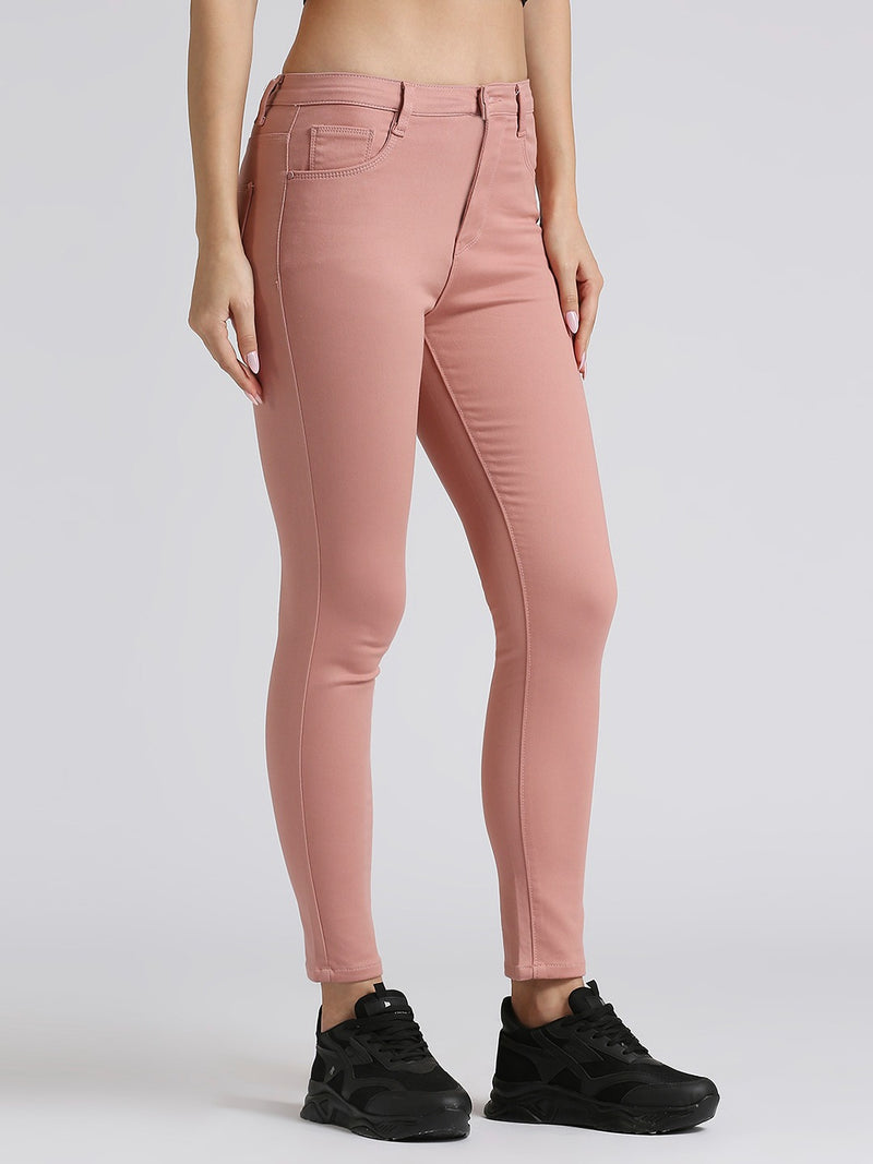 Peach Skinny Fit Jeans With Insert Pockets
