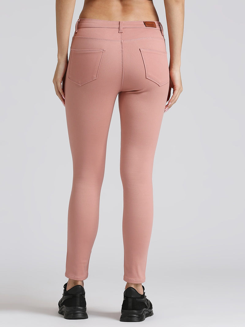 Peach Skinny Fit Jeans With Insert Pockets