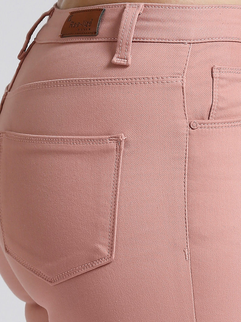 Peach Skinny Fit Jeans With Insert Pockets