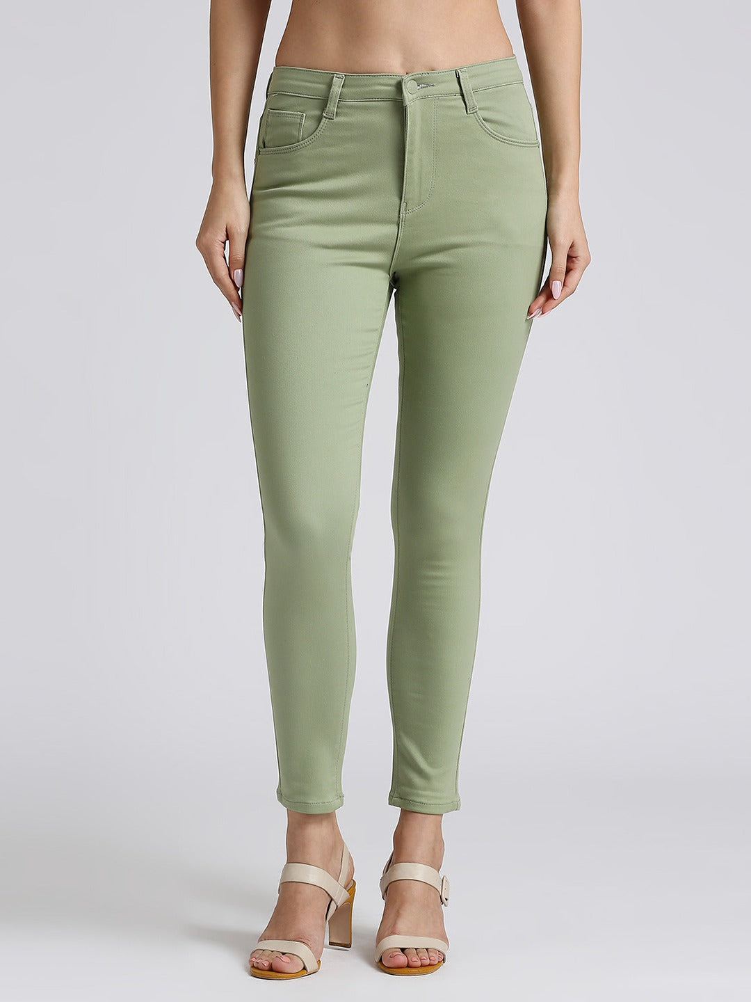 Green Skinny Fit Jeans With Insert Pockets