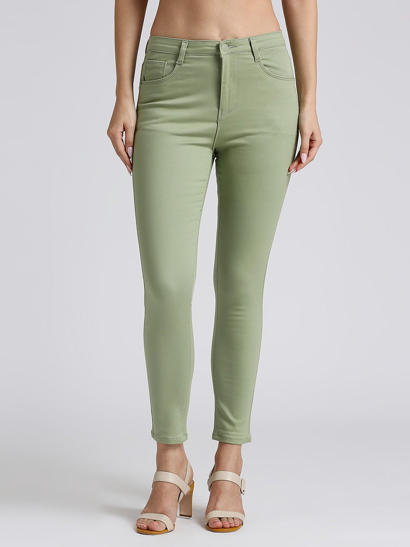 Green Skinny Fit Jeans With Insert Pockets