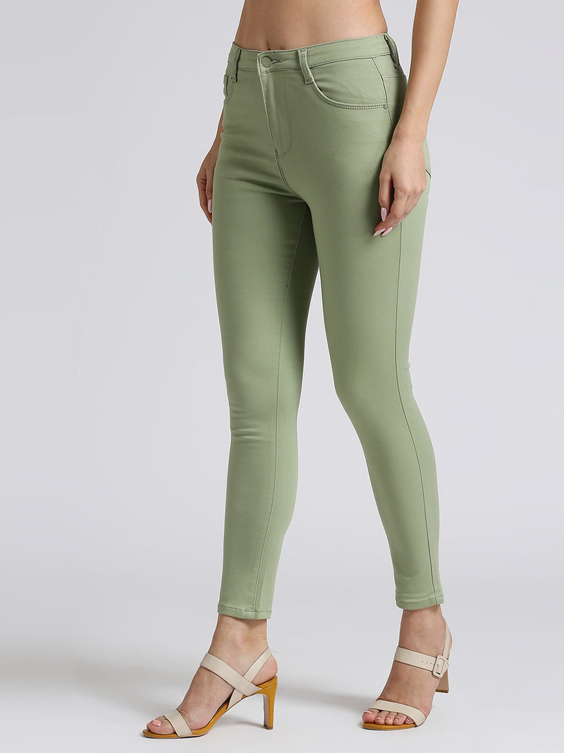 Green Skinny Fit Jeans With Insert Pockets