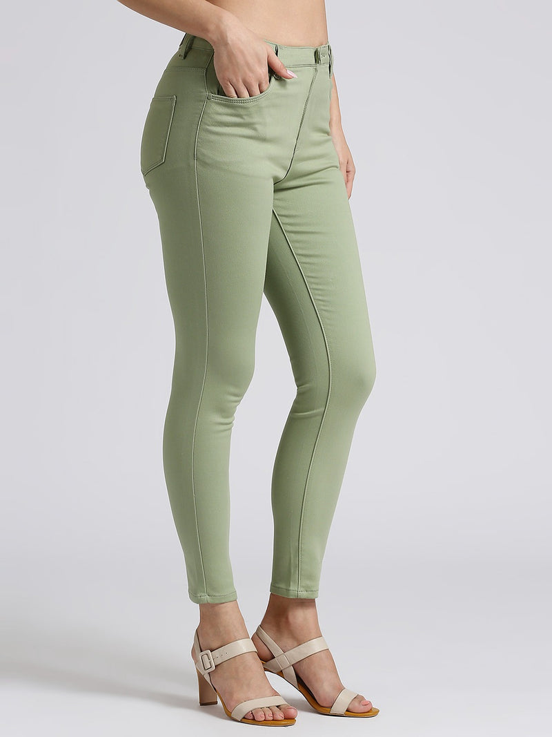 Green Skinny Fit Jeans With Insert Pockets