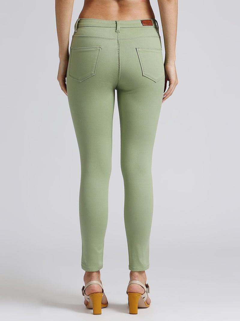 Green Skinny Fit Jeans With Insert Pockets