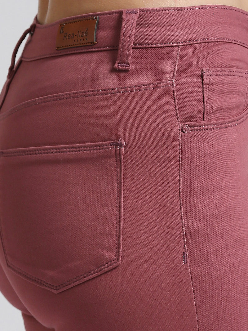 Wine Skinny Fit Jeans With Insert Pockets