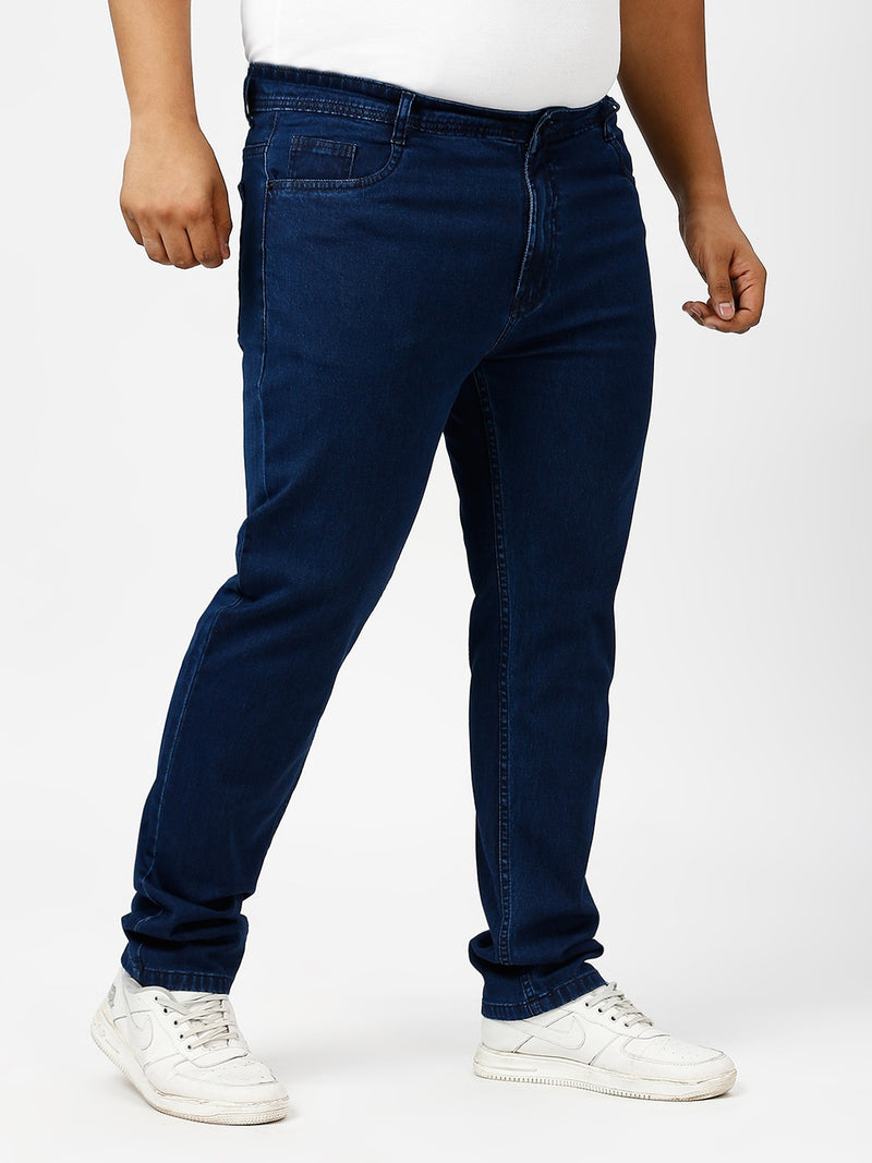 Mens Plus Size Dark Blue Regular Fit Denim Jeans