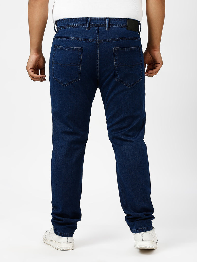 Mens Plus Size Dark Blue Regular Fit Denim Jeans