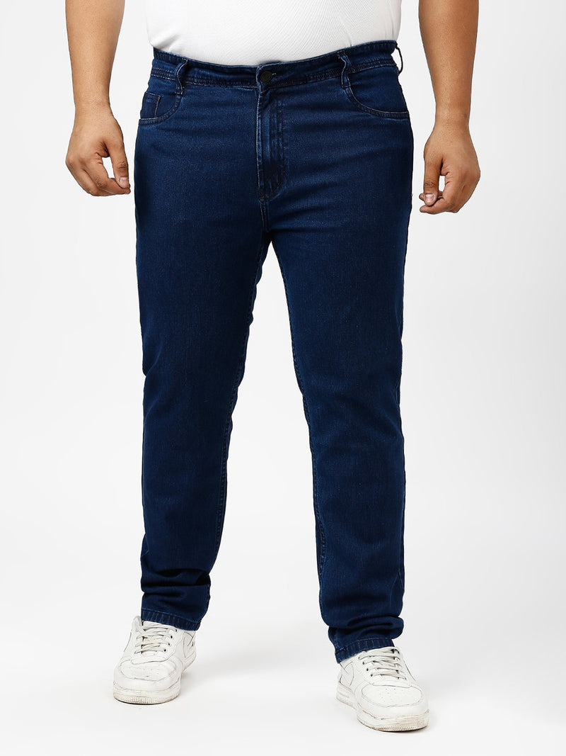 Mens Plus Size Dark Blue Regular Fit Denim Jeans