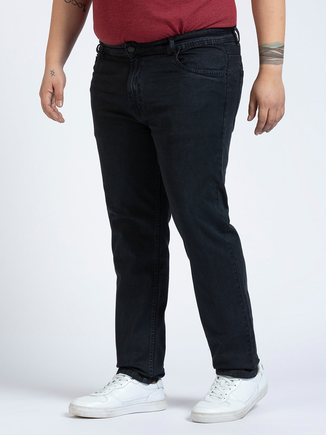 Mens Plus Size Dark Grey Regular Fit Denim Jeans