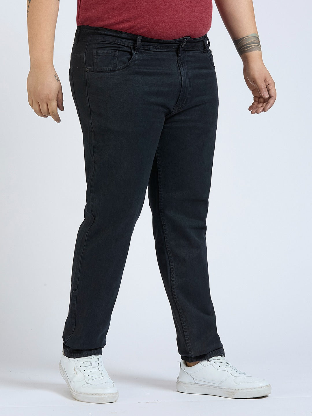 Mens Plus Size Dark Grey Regular Fit Denim Jeans
