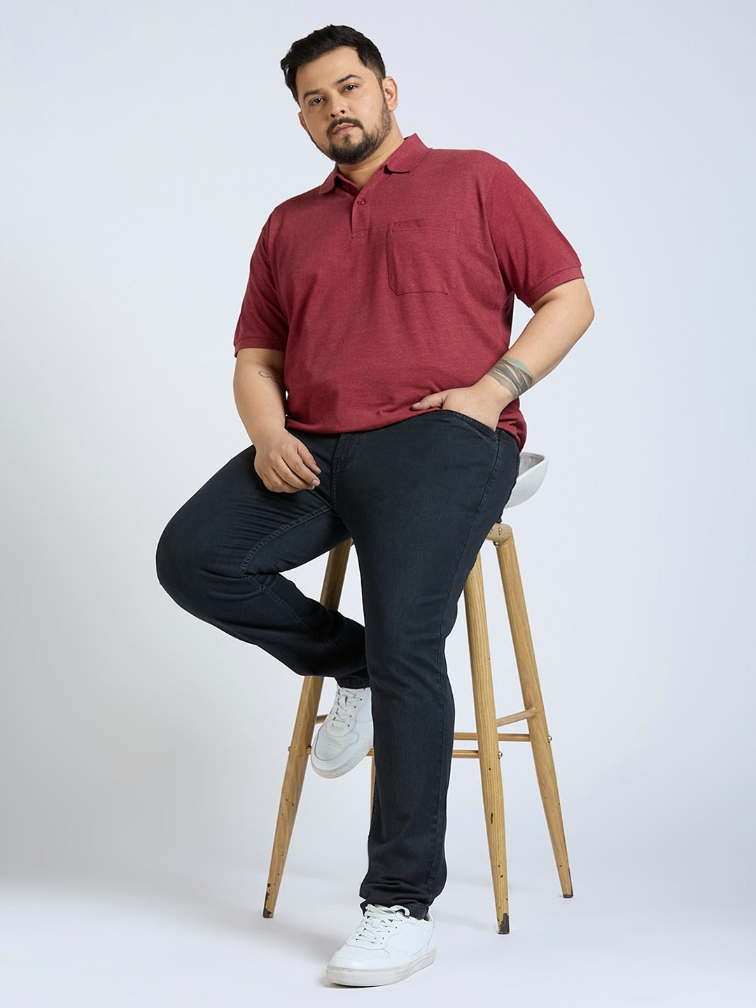 Mens Plus Size Dark Grey Regular Fit Denim Jeans