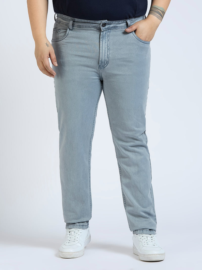 Men's Light Grey Regular Fit Denim Jeans