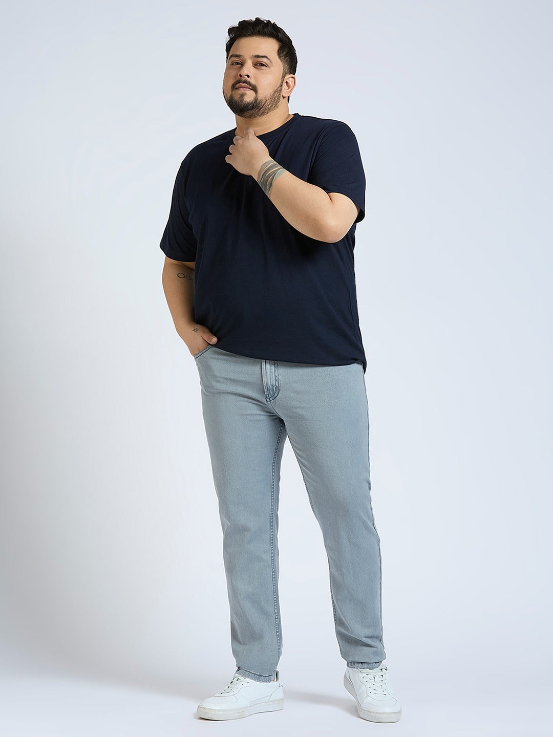 Men's Light Grey Regular Fit Denim Jeans