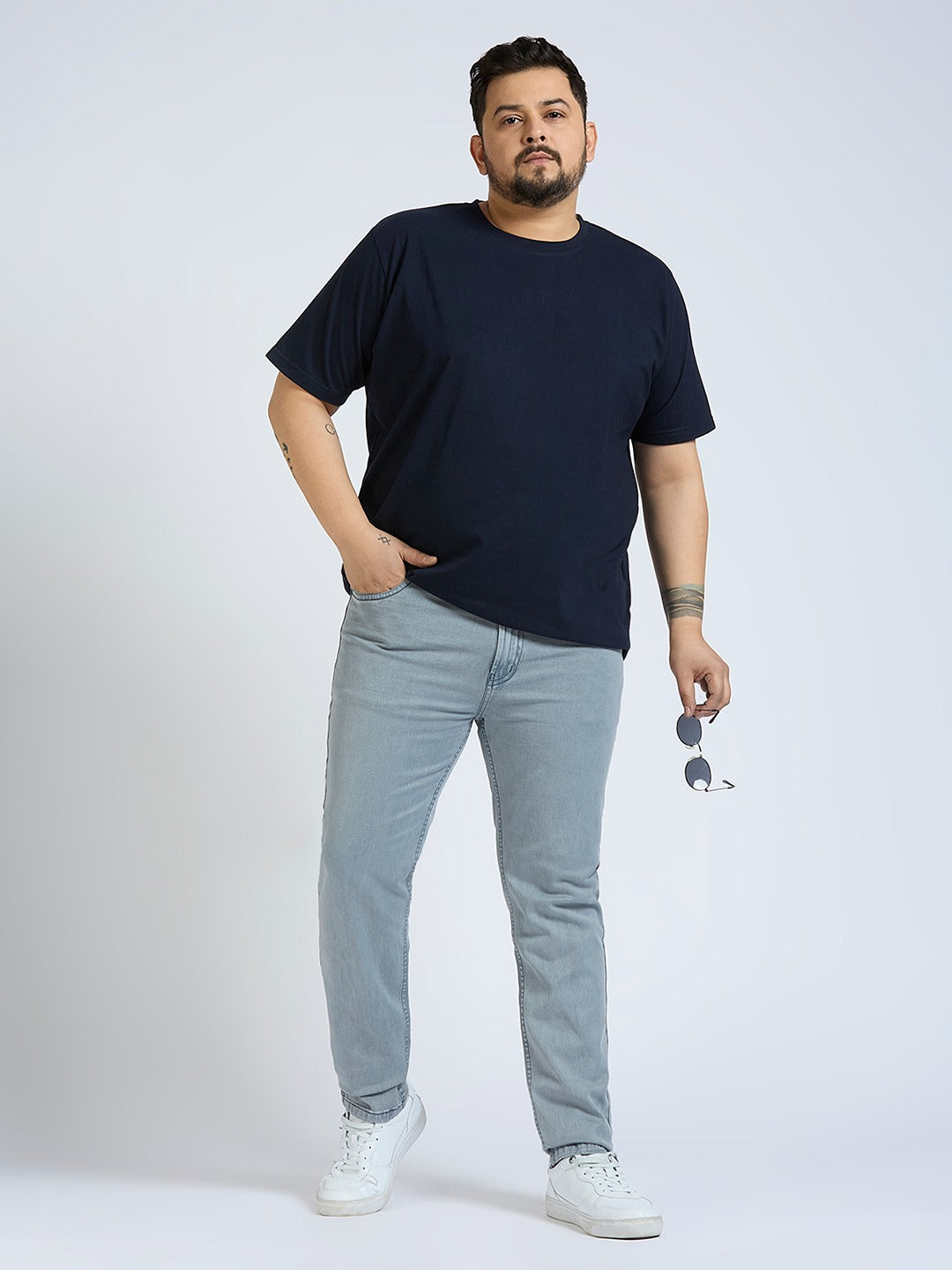 Men's Light Grey Regular Fit Denim Jeans