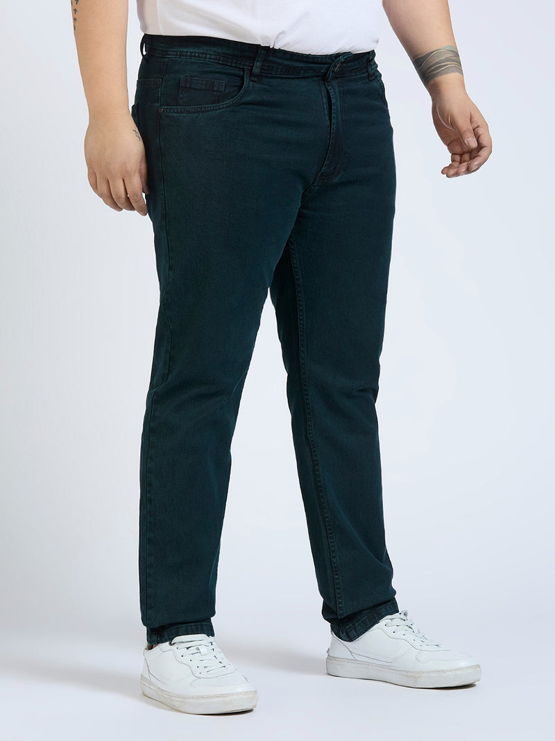 Men's Green Regular Fit Denim Jeans