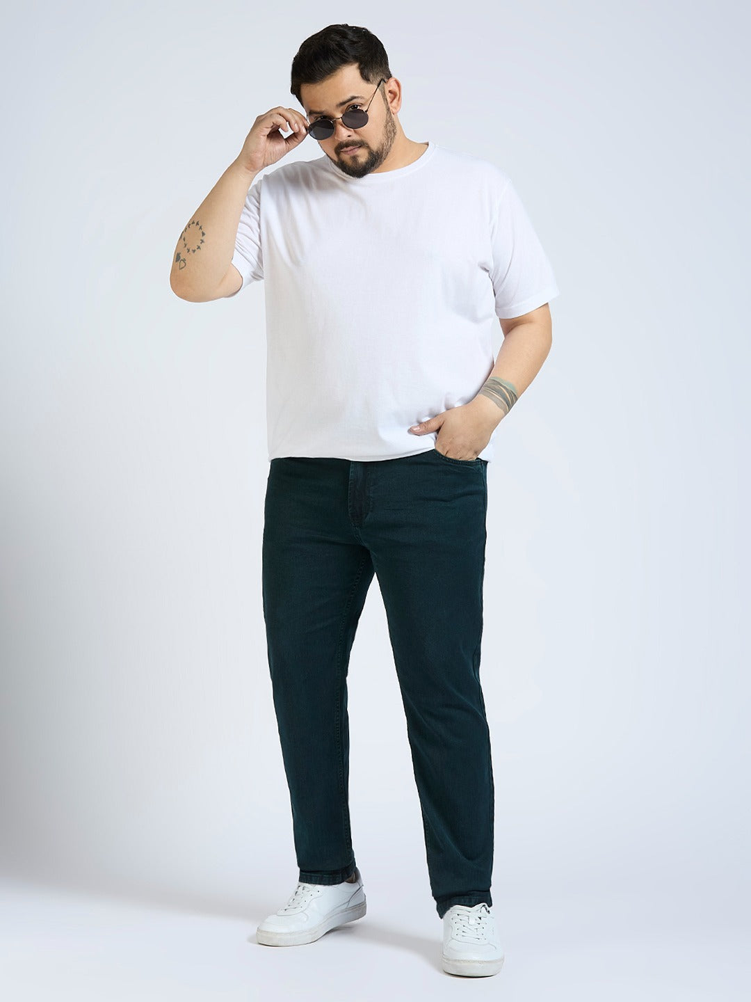 Men's Green Regular Fit Denim Jeans