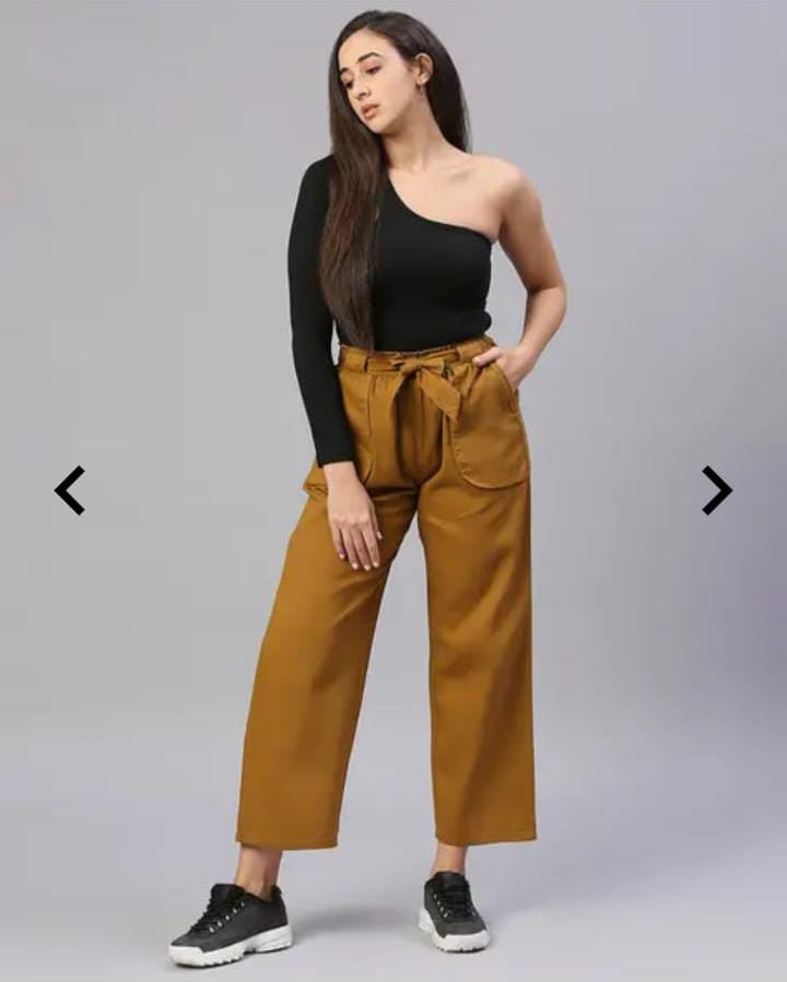 Dark Rust high rise cotton non-lycra Wide Leg