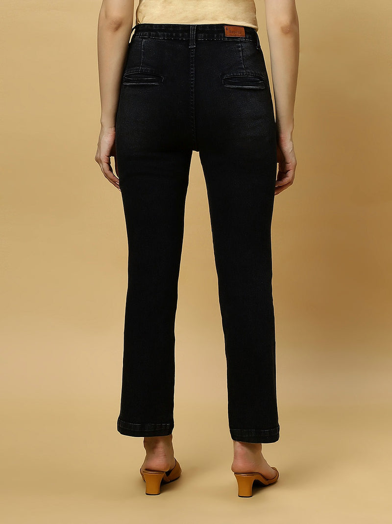 REA-LIZE Black Dark Shade Straight Women Jeans