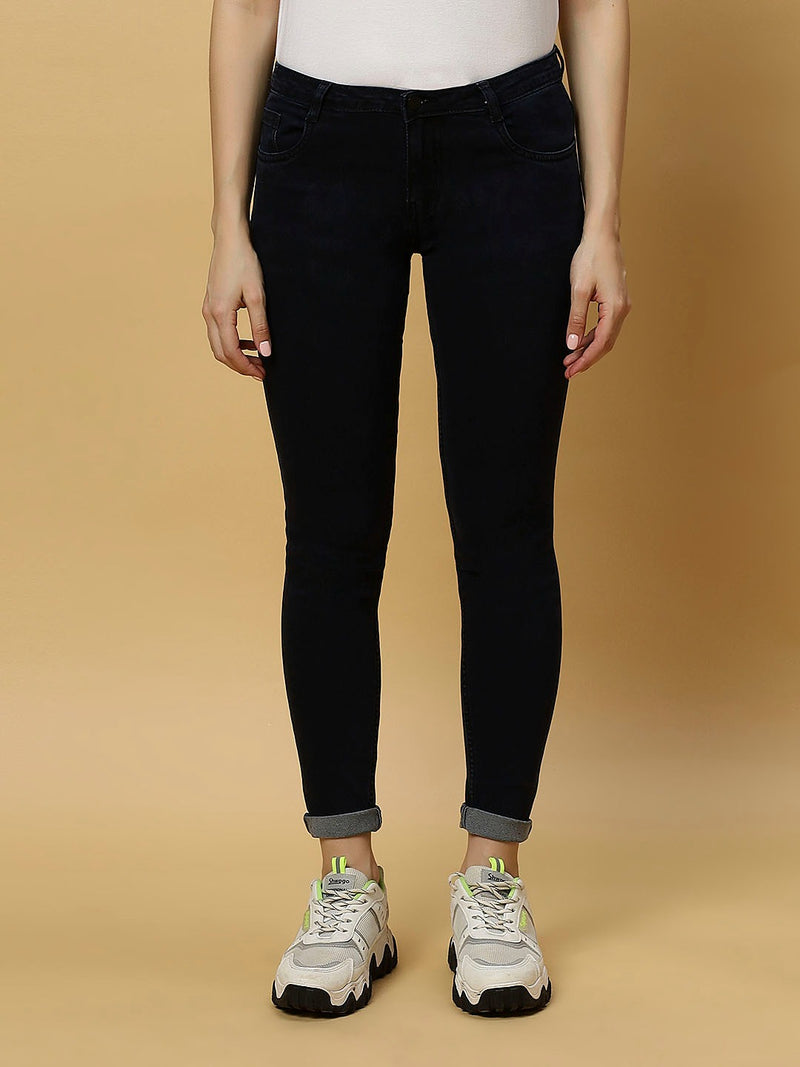 REA-LIZE Blue Dark Shade Skinny Women Jeans