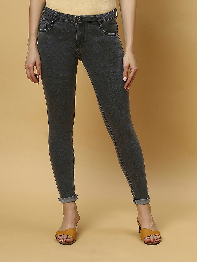 REA-LIZE Grey Dark Shade Skinny Women Jeans