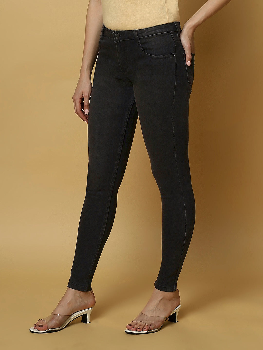 REA-LIZE Grey Dark Shade Skinny Women Jeans