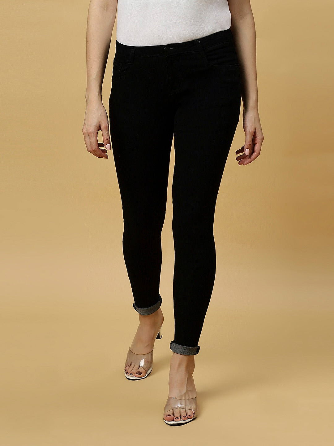 REA-LIZE Black Dark Shade Skinny Women Jeans