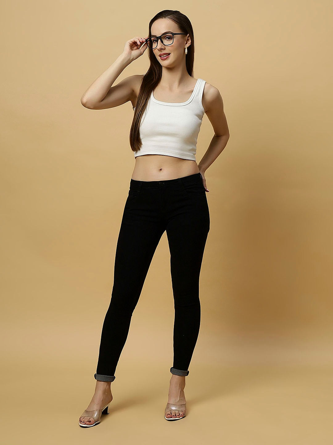 REA-LIZE Black Dark Shade Skinny Women Jeans