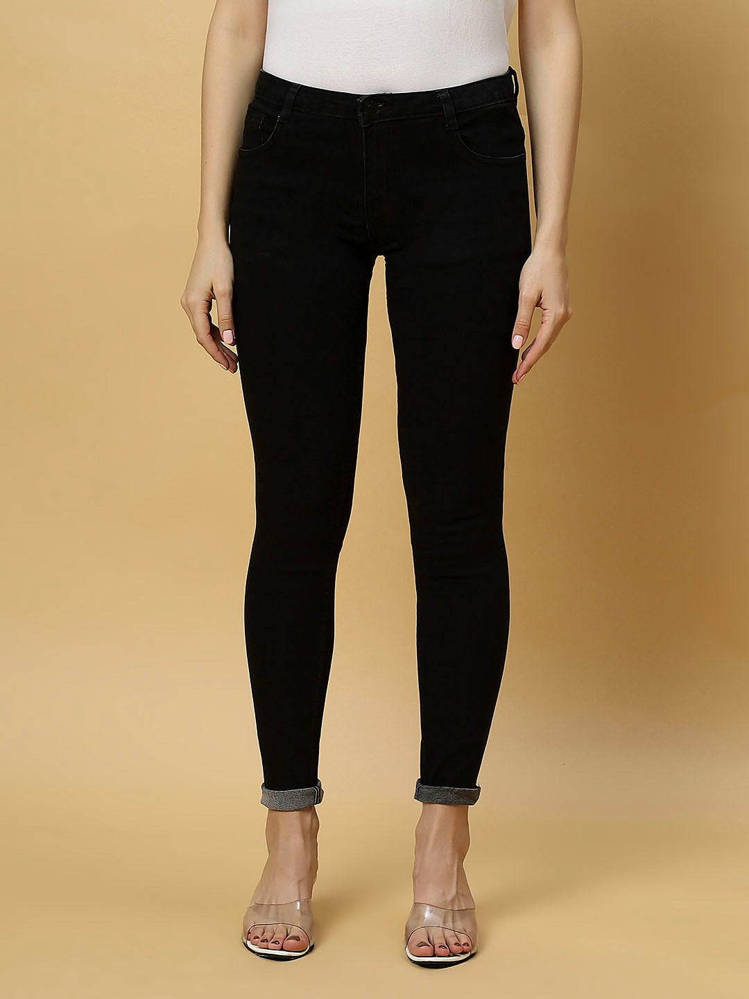 REA-LIZE Black Dark Shade Skinny Women Jeans