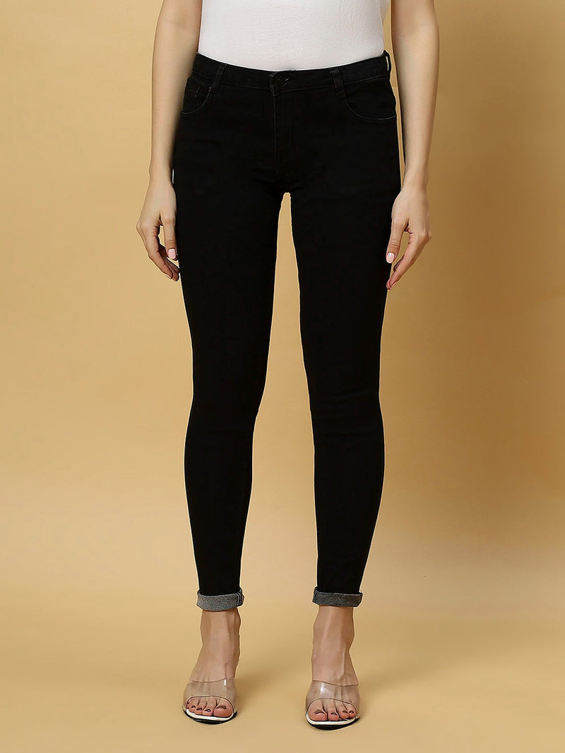 REA-LIZE Black Dark Shade Skinny Women Jeans