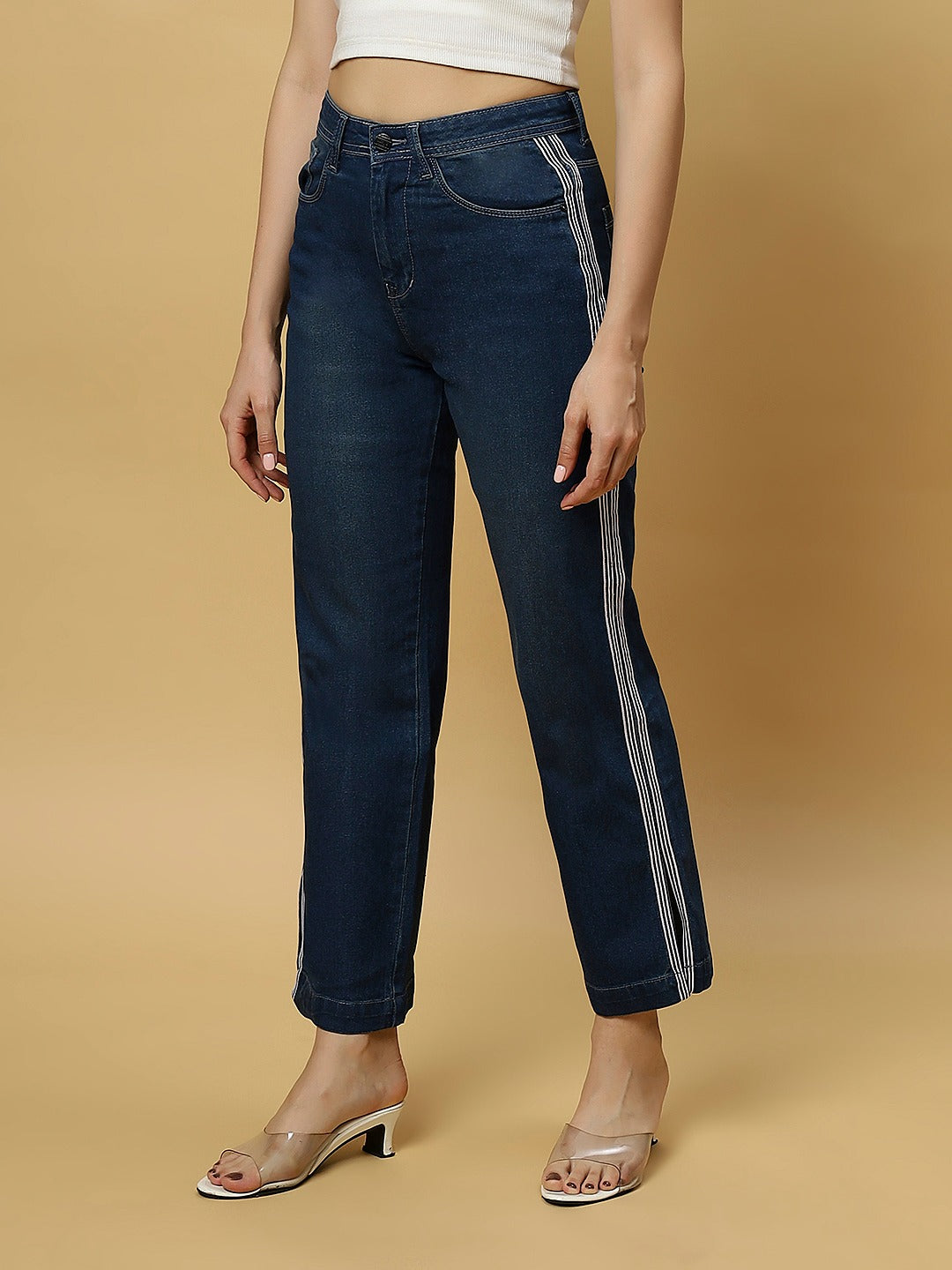 REA-LIZE Blue Dark Shade Straight Women Jeans