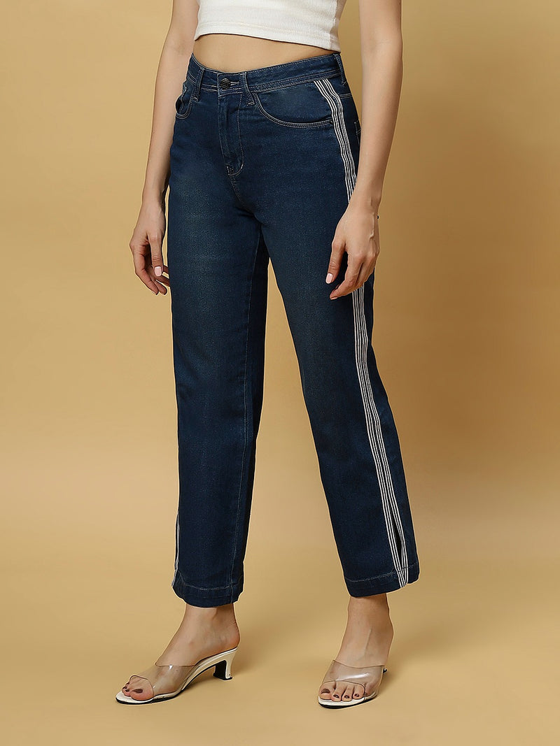 REA-LIZE Blue Dark Shade Straight Women Jeans