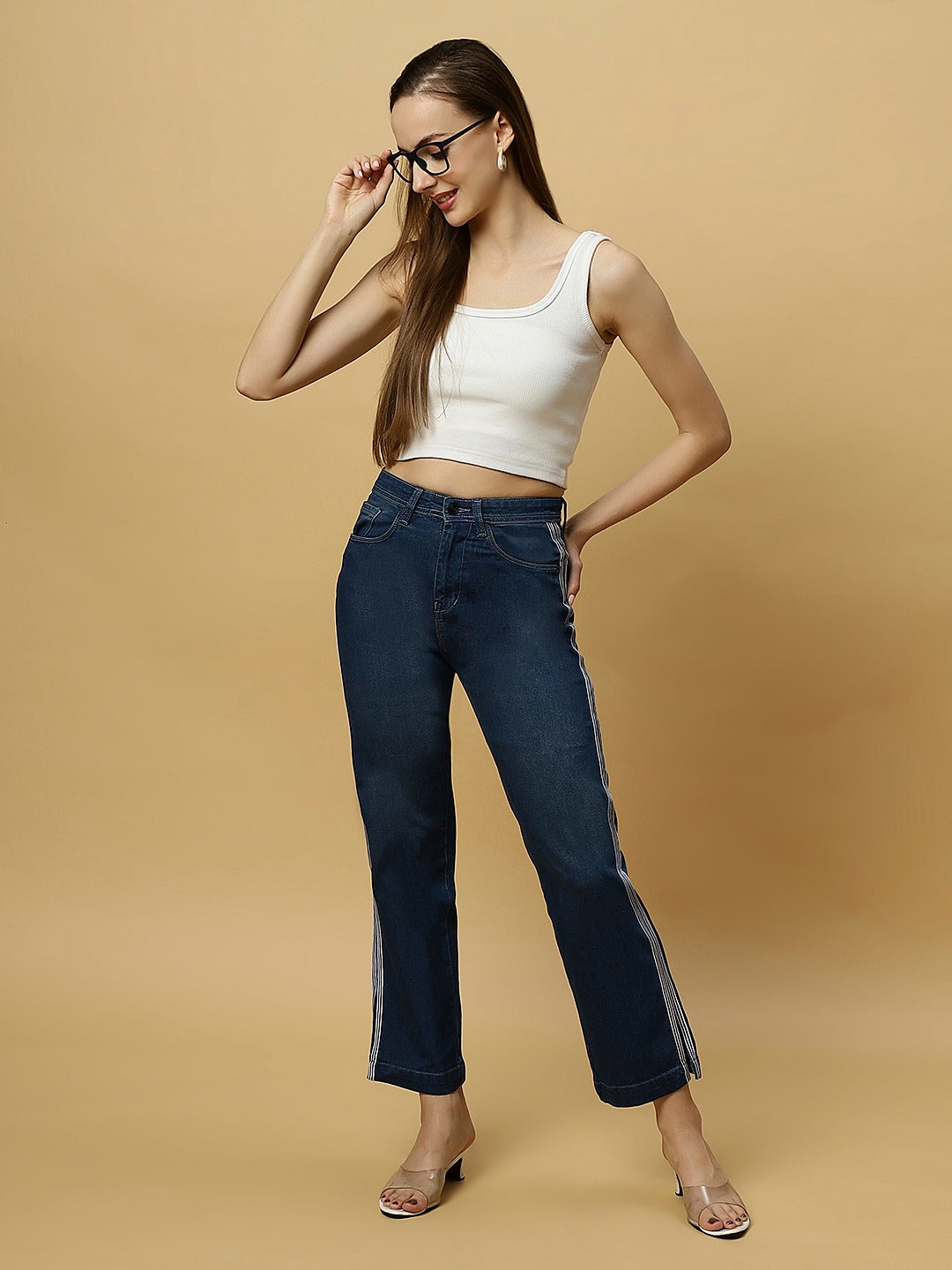 REA-LIZE Blue Dark Shade Straight Women Jeans