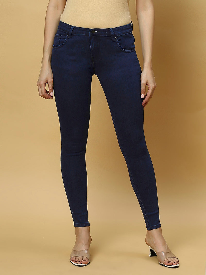 REA-LIZE Blue Dark Shade Skinny Women Jeans