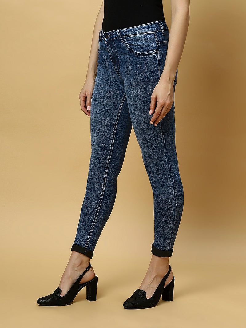 REA-LIZE Blue Dark Shade Skinny Women Jeans