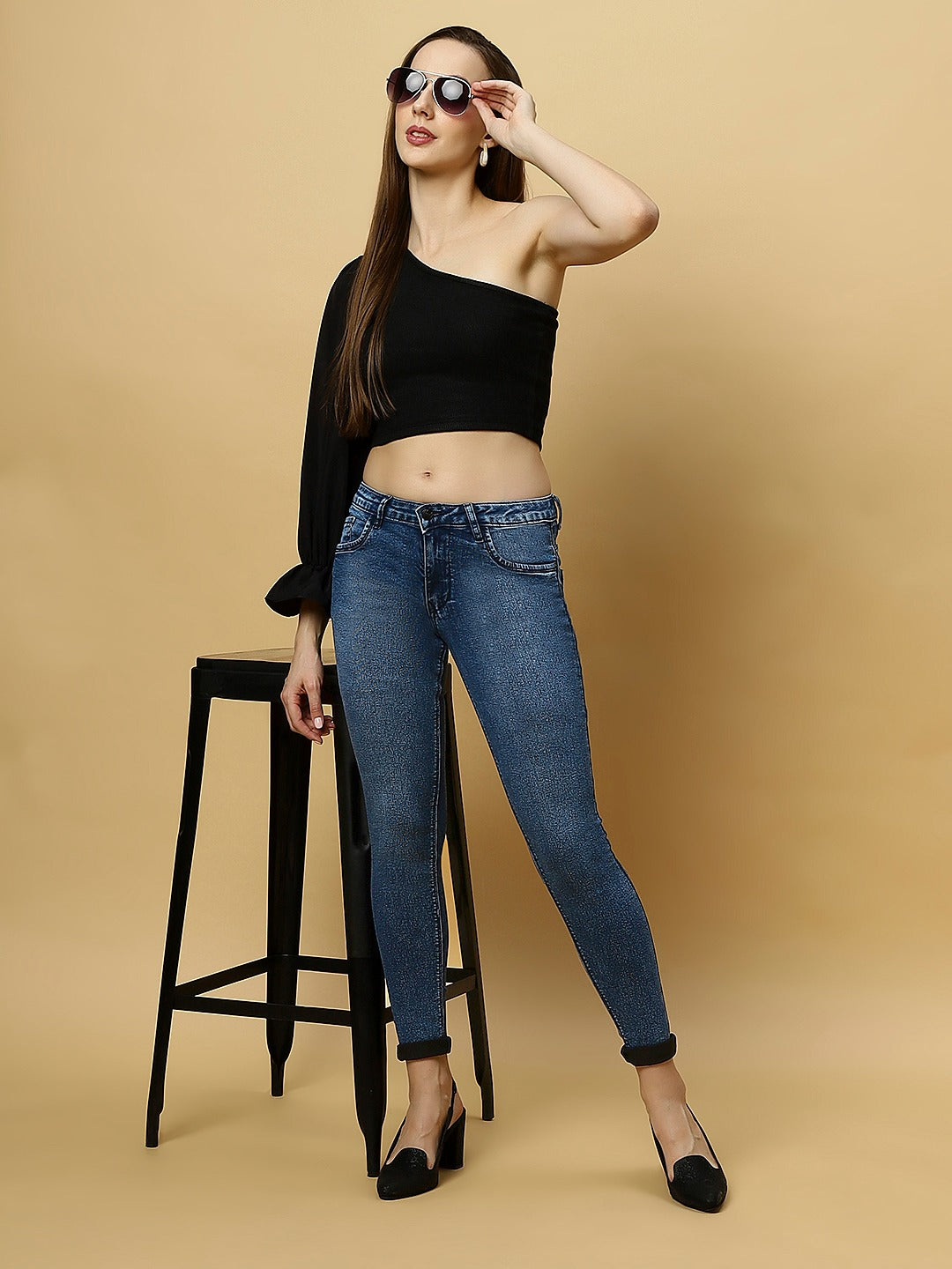 REA-LIZE Blue Dark Shade Skinny Women Jeans