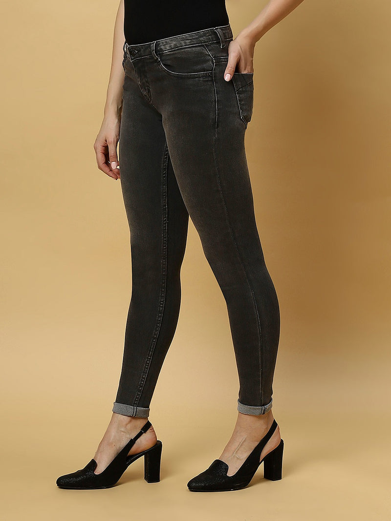 REA-LIZE Grey Dark Shade Skinny Women Jeans